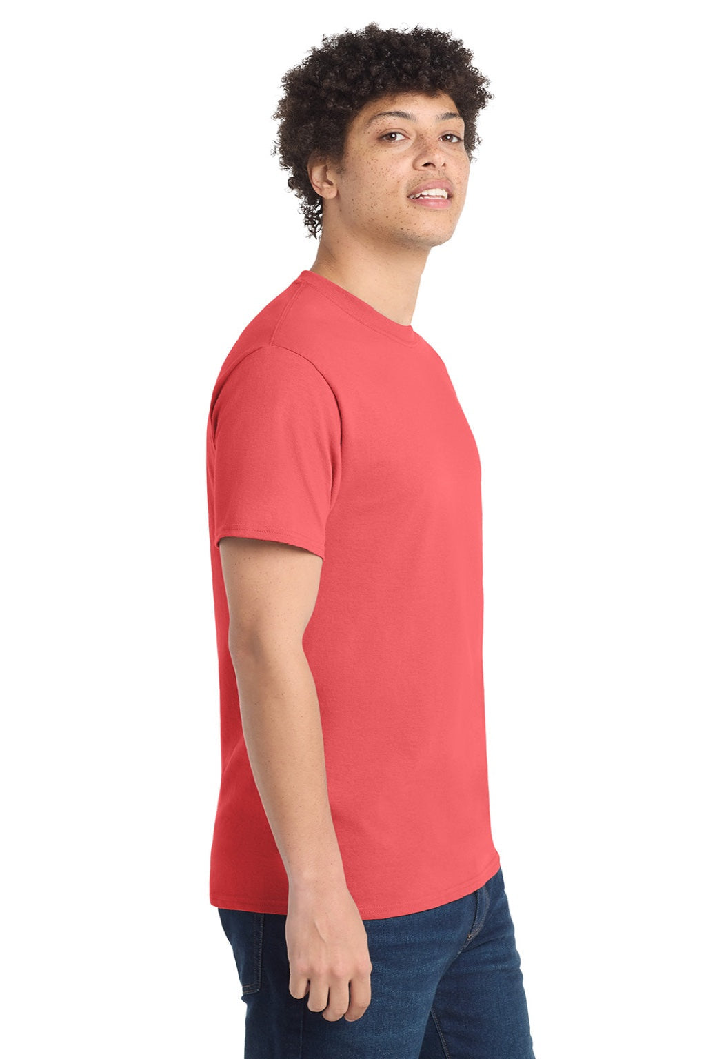 Mens Core Short Sleeve Crewneck T-Shirt - Coral - NEW