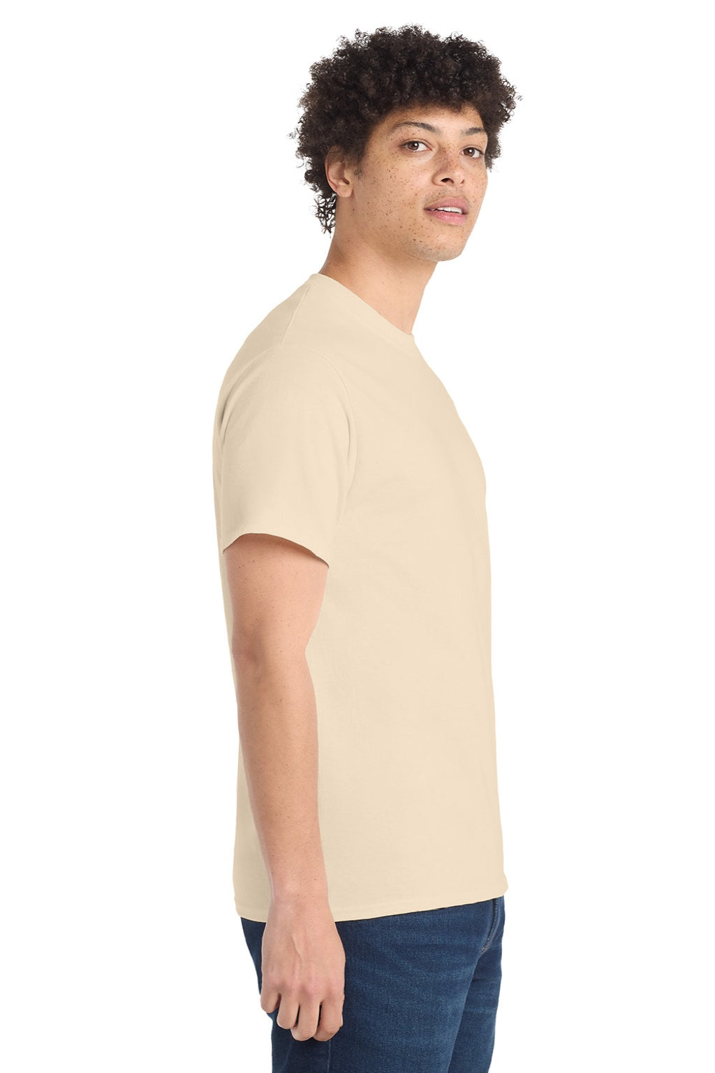 Mens Core Short Sleeve Crewneck T-Shirt - Cream - NEW