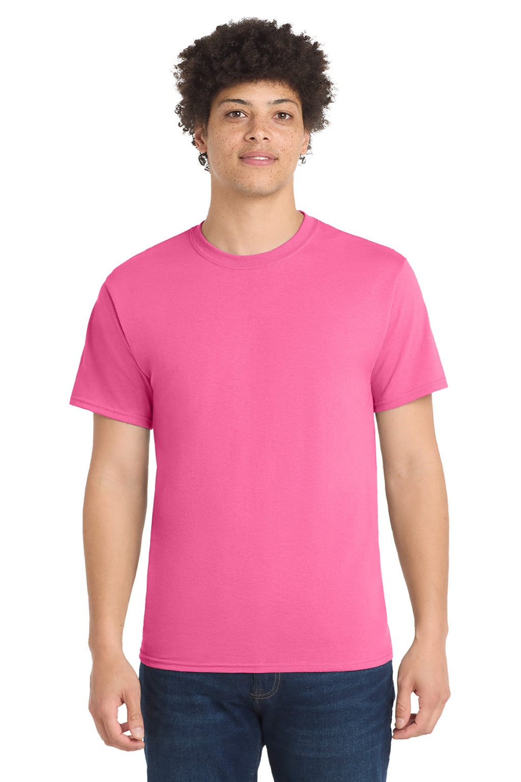 Mens Core Short Sleeve Crewneck T-Shirt - Neon Pink - NEW