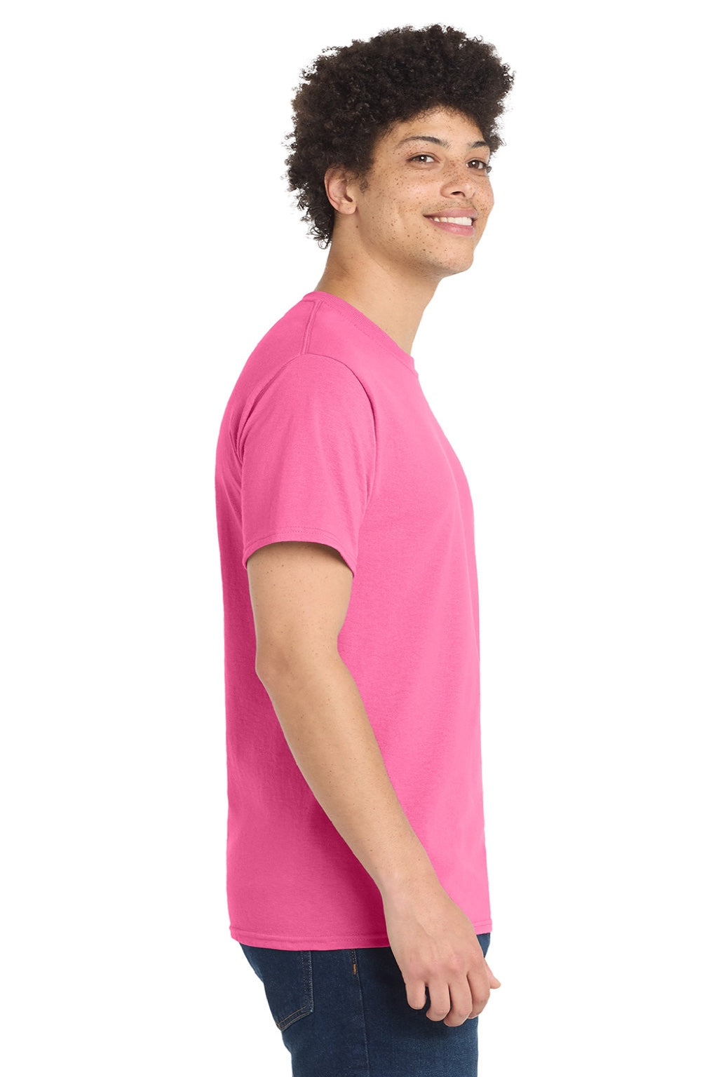 Mens Core Short Sleeve Crewneck T-Shirt - Neon Pink - NEW