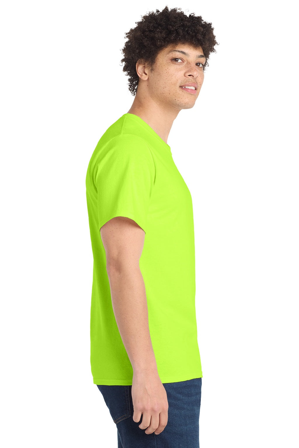 Mens Essential Short Sleeve Crewneck T-Shirt - Safety Green - NEW