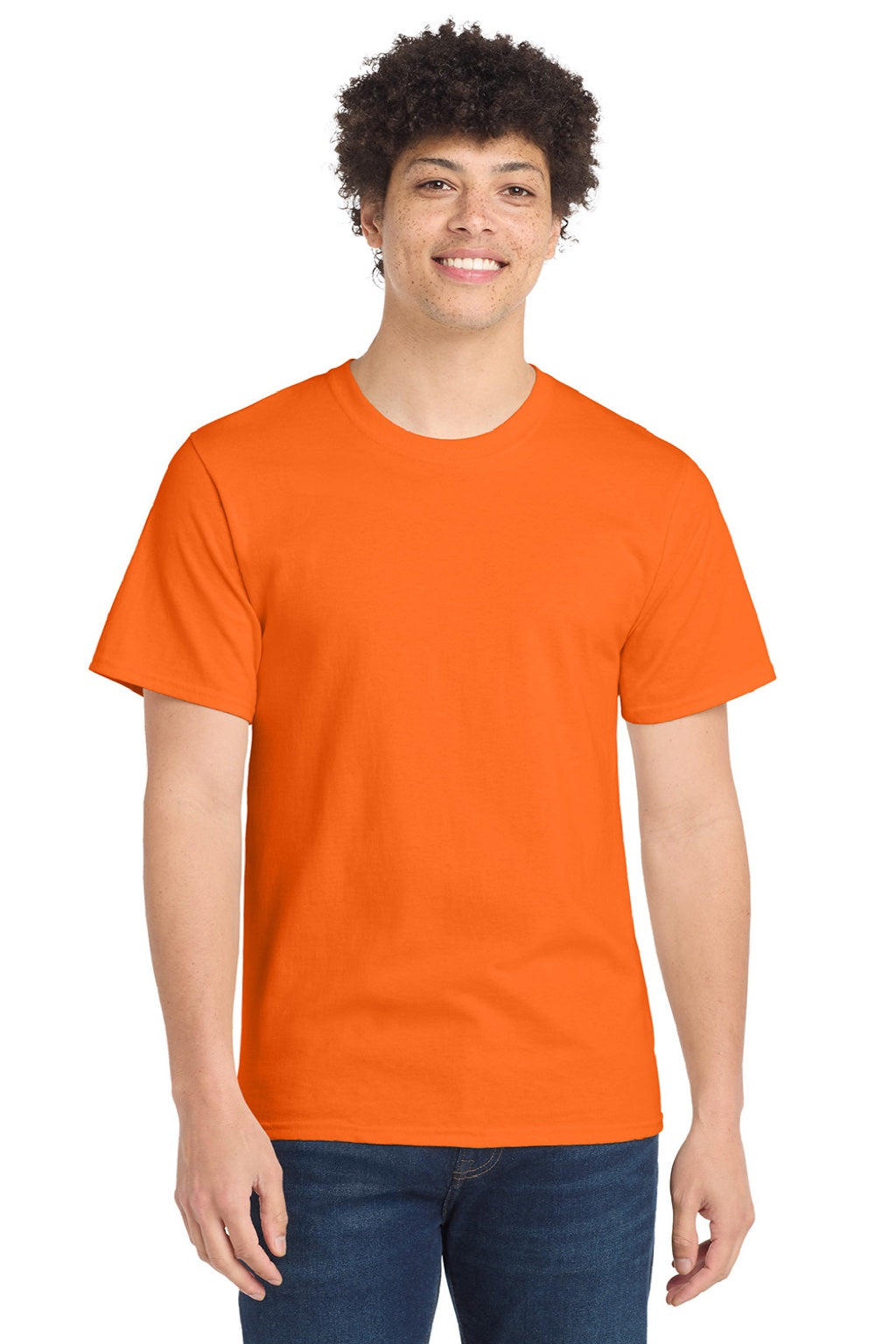Mens Essential Short Sleeve Crewneck T-Shirt - Safety Orange - NEW