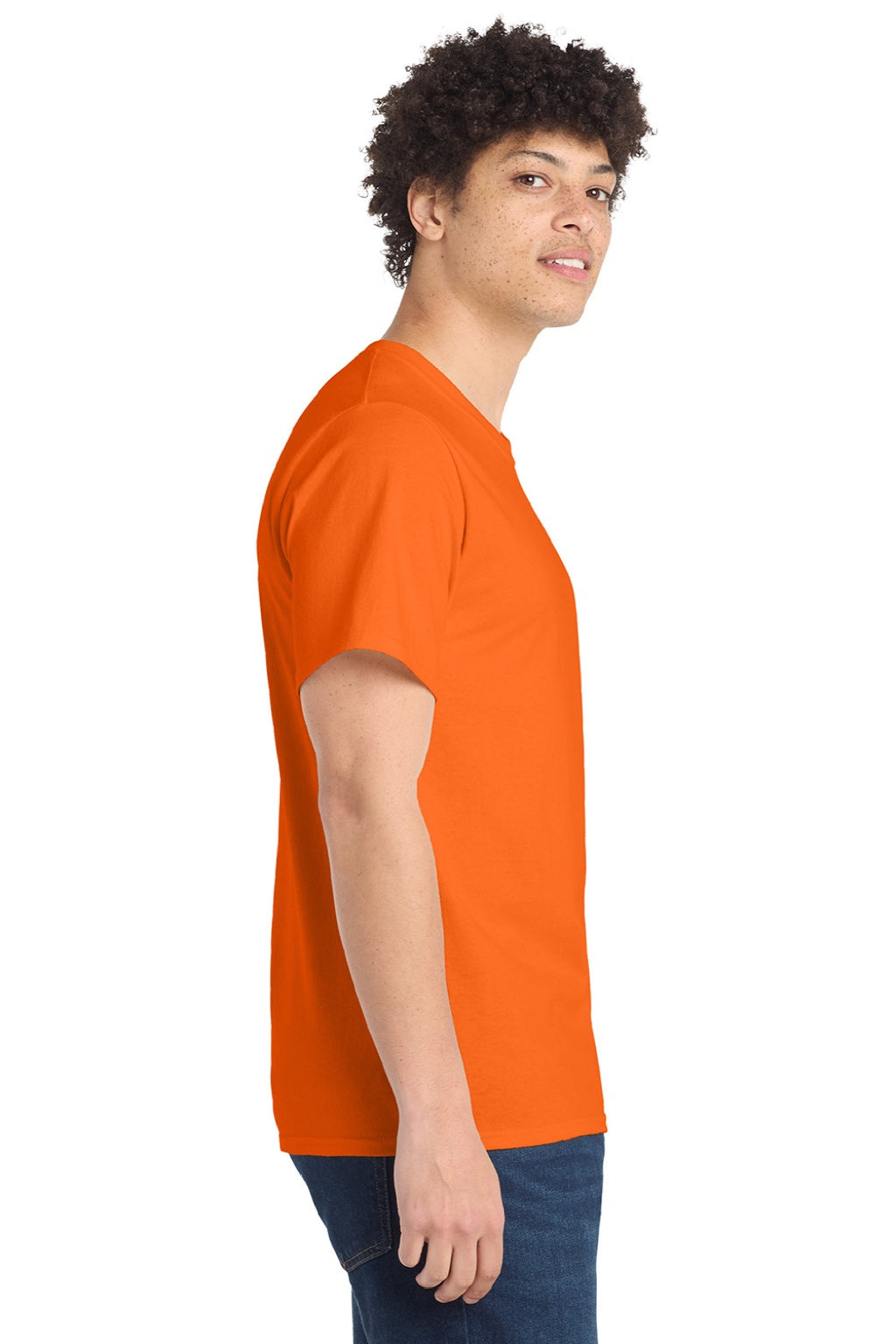 Mens Essential Short Sleeve Crewneck T-Shirt - Safety Orange - NEW