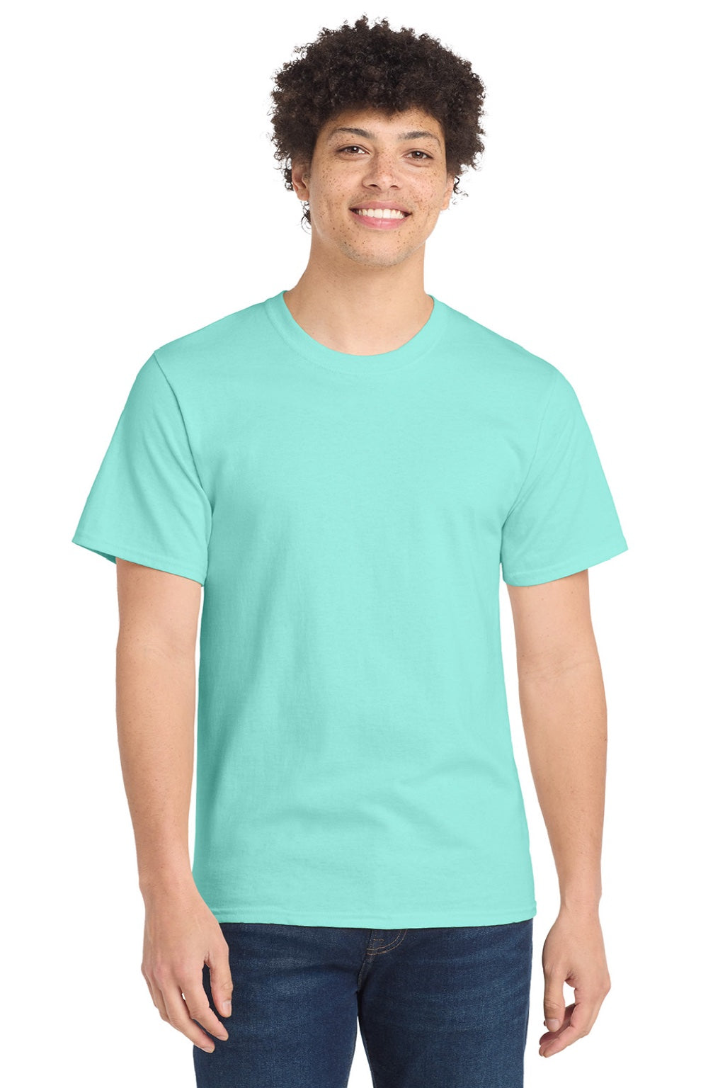 Mens Essential Short Sleeve Crewneck T-Shirt - True Celadon Blue - NEW