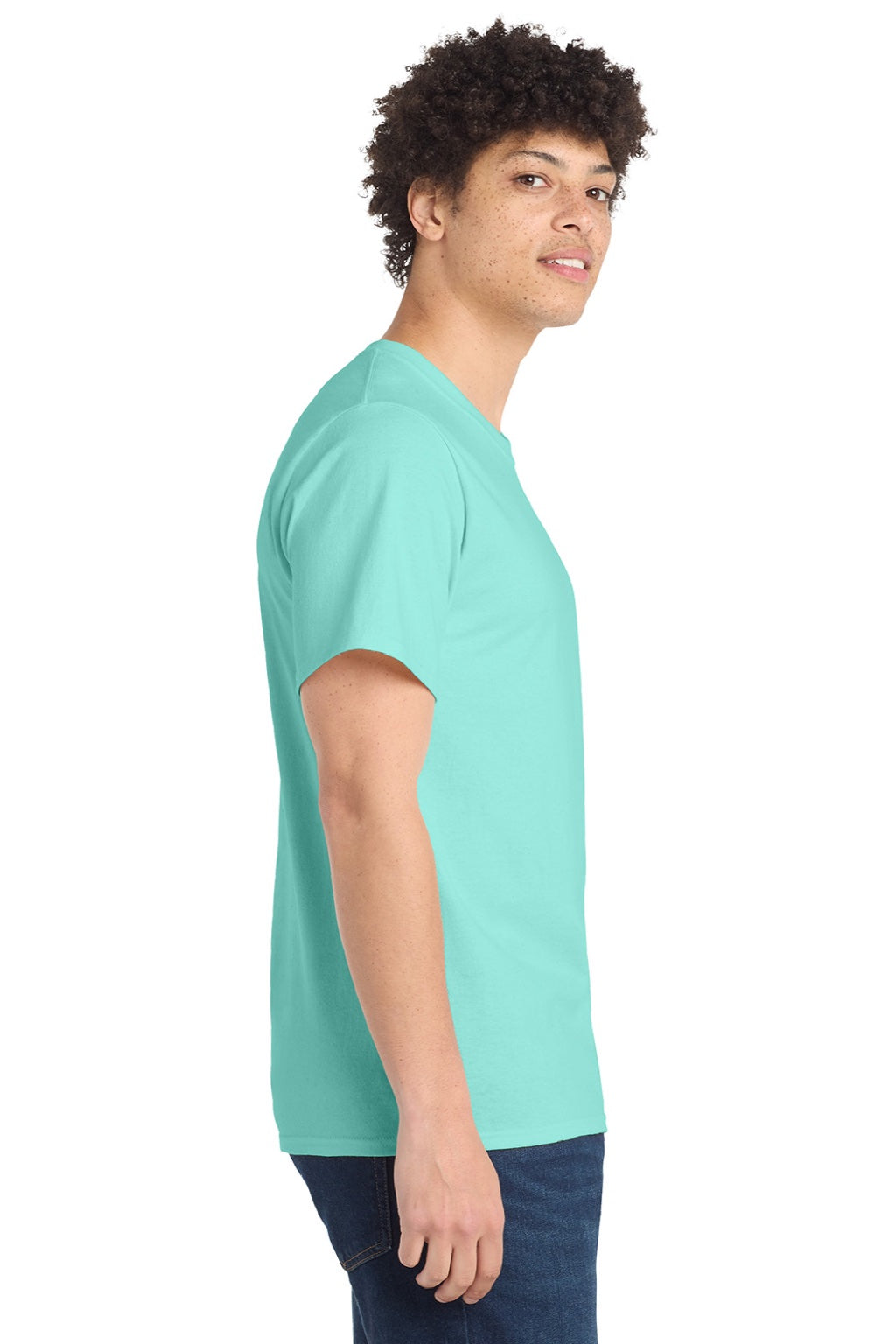 Mens Essential Short Sleeve Crewneck T-Shirt - True Celadon Blue - NEW