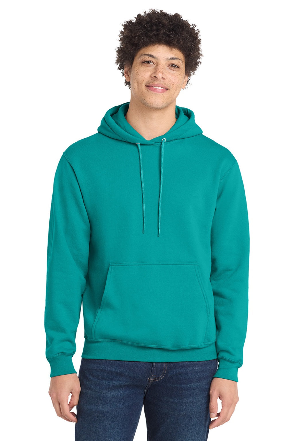 Mens Core Pill Resistant Fleece Hooded Sweatshirt Hoodie w/ Pouch Pocket - Bright Aqua Blue - NEW