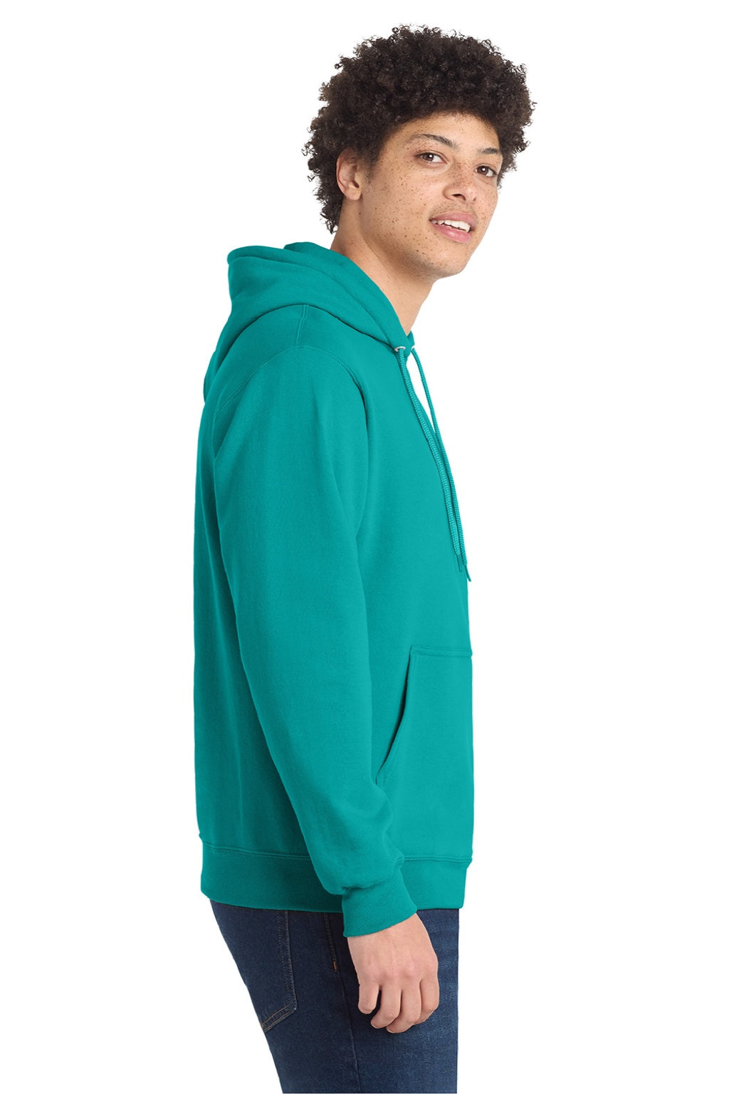 Mens Core Pill Resistant Fleece Hooded Sweatshirt Hoodie w/ Pouch Pocket - Bright Aqua Blue - NEW