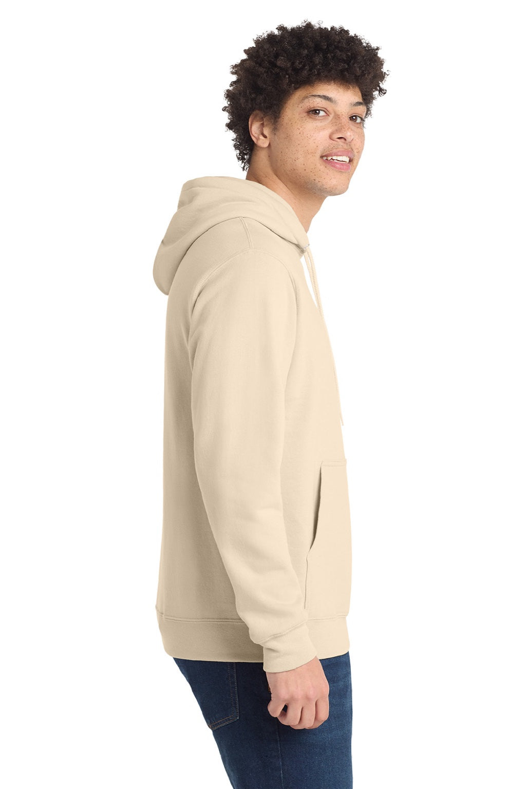 Mens Core Pill Resistant Fleece Hooded Sweatshirt Hoodie w/ Pouch Pocket - Cream - NEW