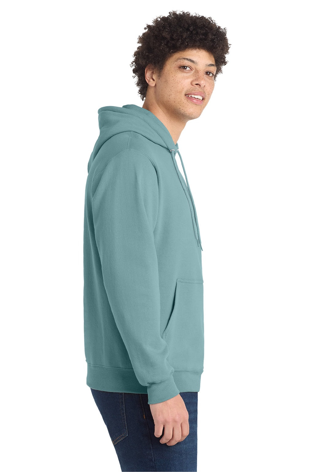 Mens Core Pill Resistant Fleece Hooded Sweatshirt Hoodie w/ Pouch Pocket - Stonewashed Blue - NEW