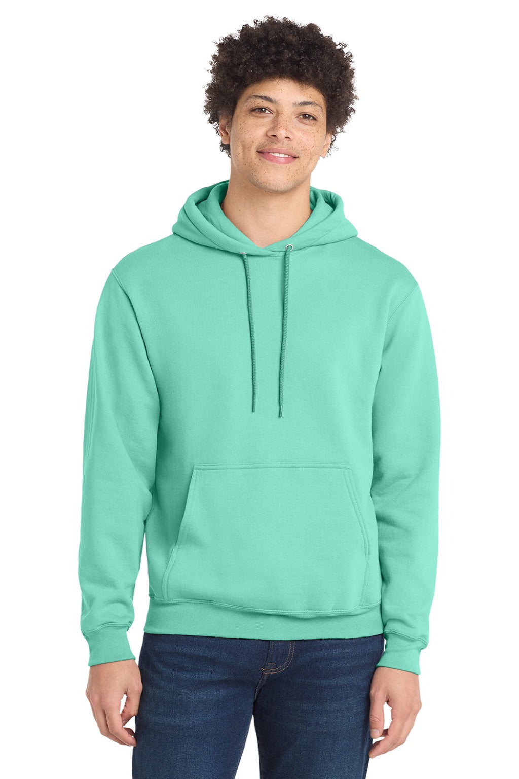 Mens Core Pill Resistant Fleece Hooded Sweatshirt Hoodie w/ Pouch Pocket - True Celadon Blue - NEW