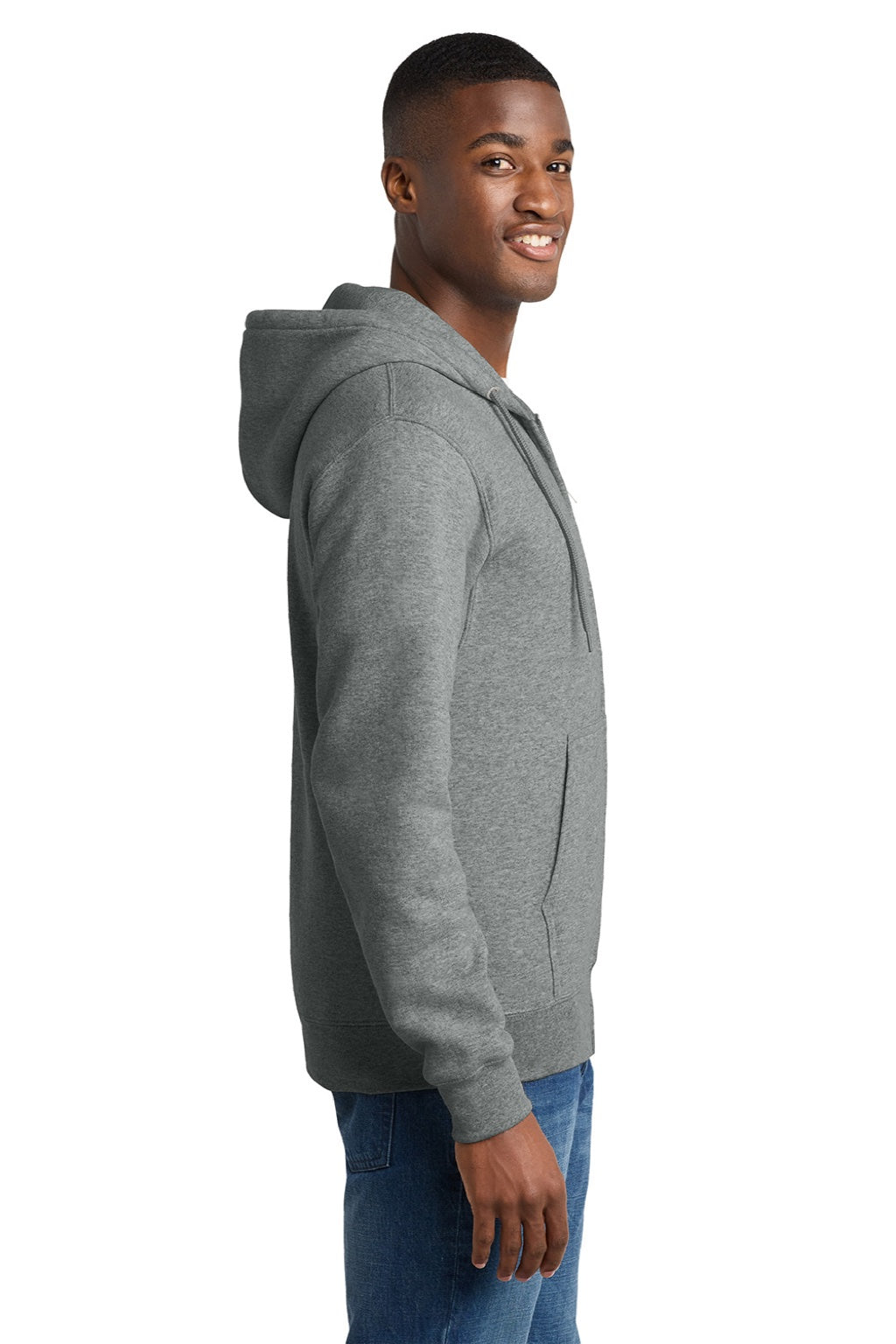 Mens Core Pill Resistant Fleece Full Zip Hooded Sweatshirt Hoodie w/ Pockets - Heather Graphite Grey - NEW