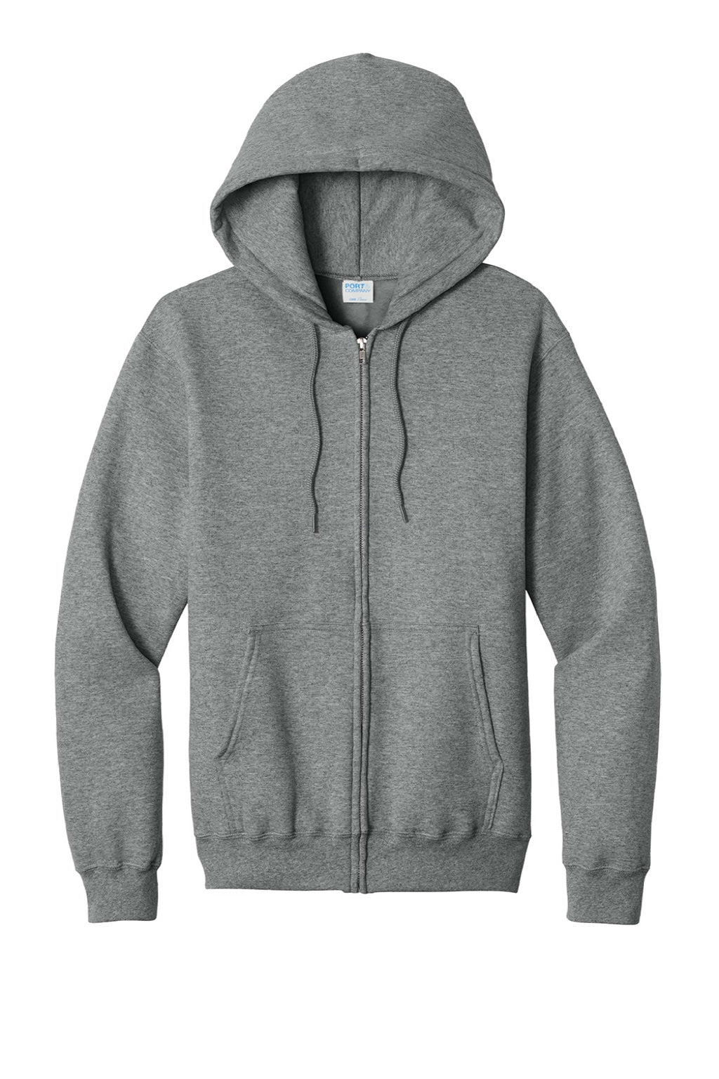 Mens Core Pill Resistant Fleece Full Zip Hooded Sweatshirt Hoodie w/ Pockets - Heather Graphite Grey - NEW