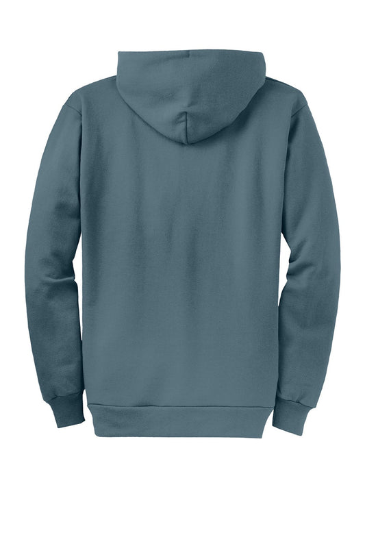Mens Core Pill Resistant Fleece Full Zip Hooded Sweatshirt Hoodie w/ Pockets - Steel Blue - NEW