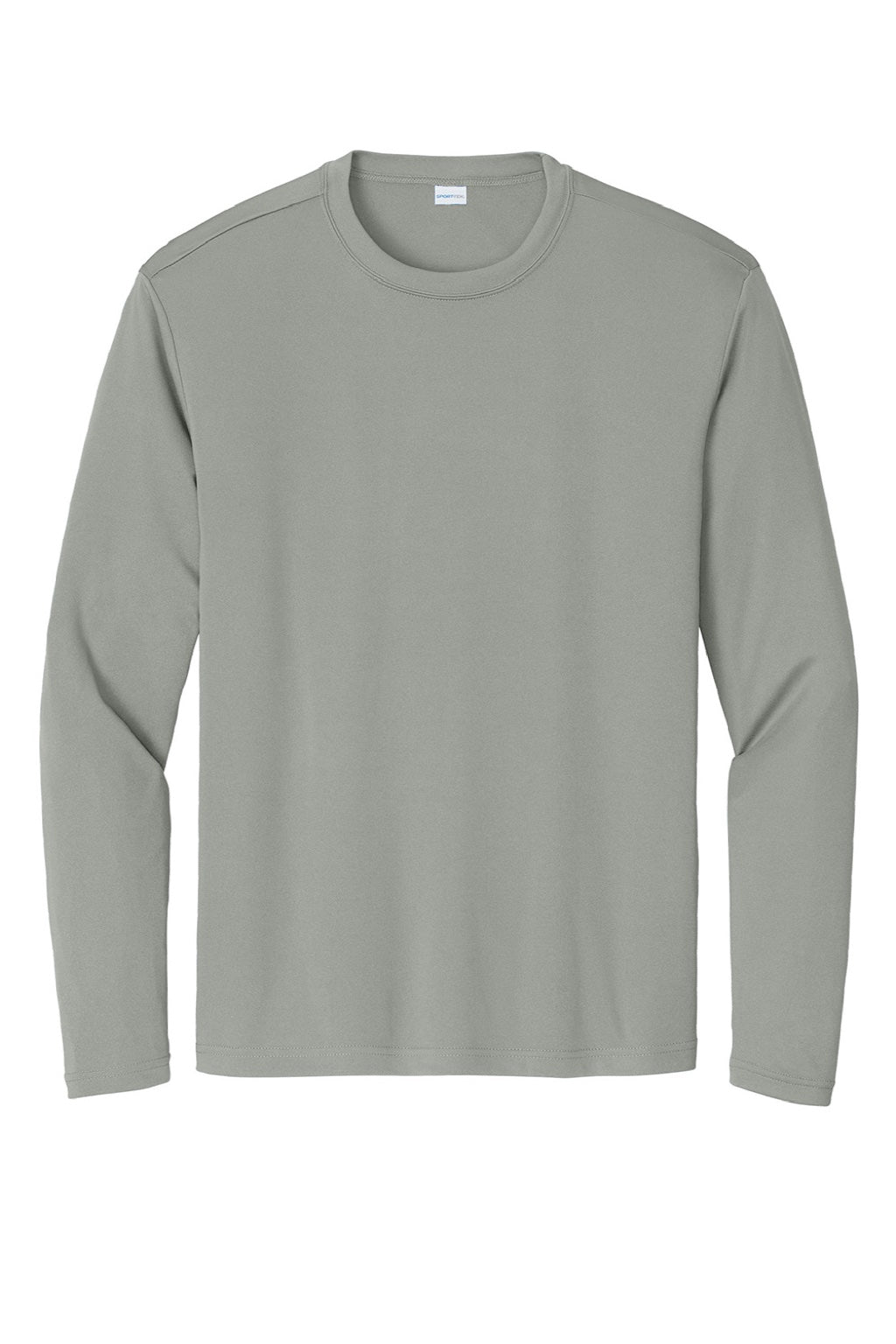 Mens Competitor Moisture Wicking Long Sleeve Crewneck T-Shirt - Concrete Grey - NEW