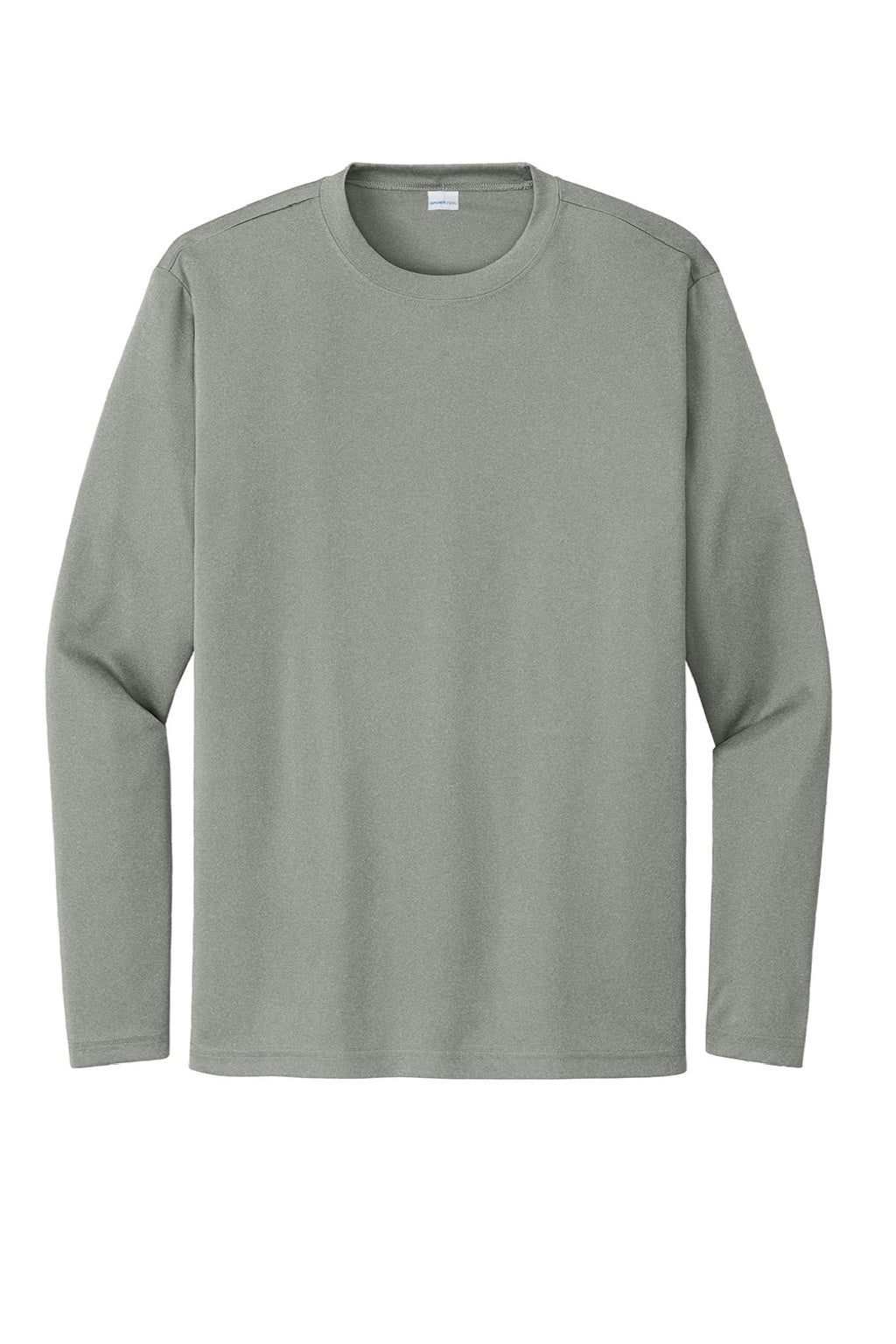 Mens Competitor Moisture Wicking Long Sleeve Crewneck T-Shirt - Heather Concrete Grey - NEW