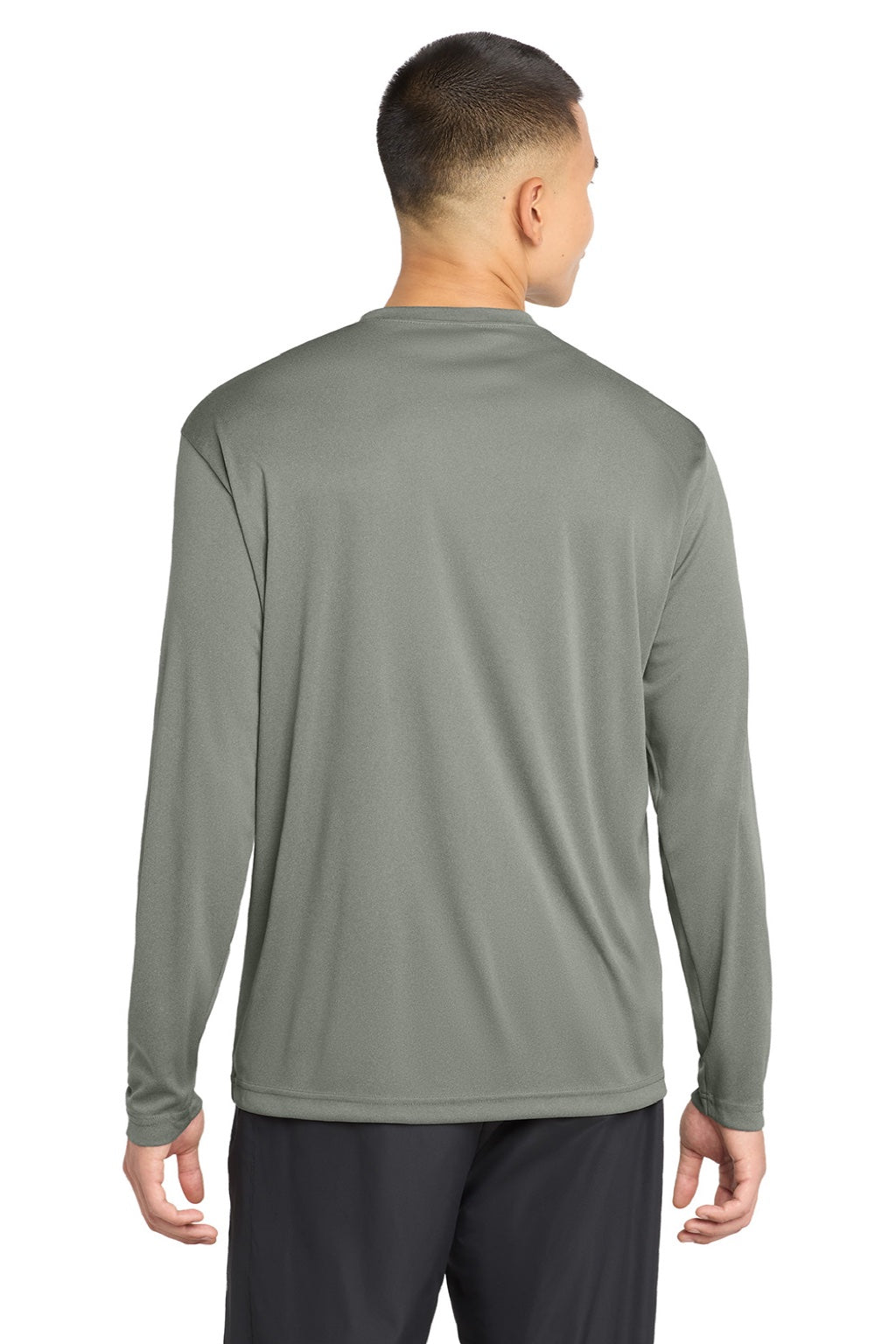 Mens Competitor Moisture Wicking Long Sleeve Crewneck T-Shirt - Heather Concrete Grey - NEW