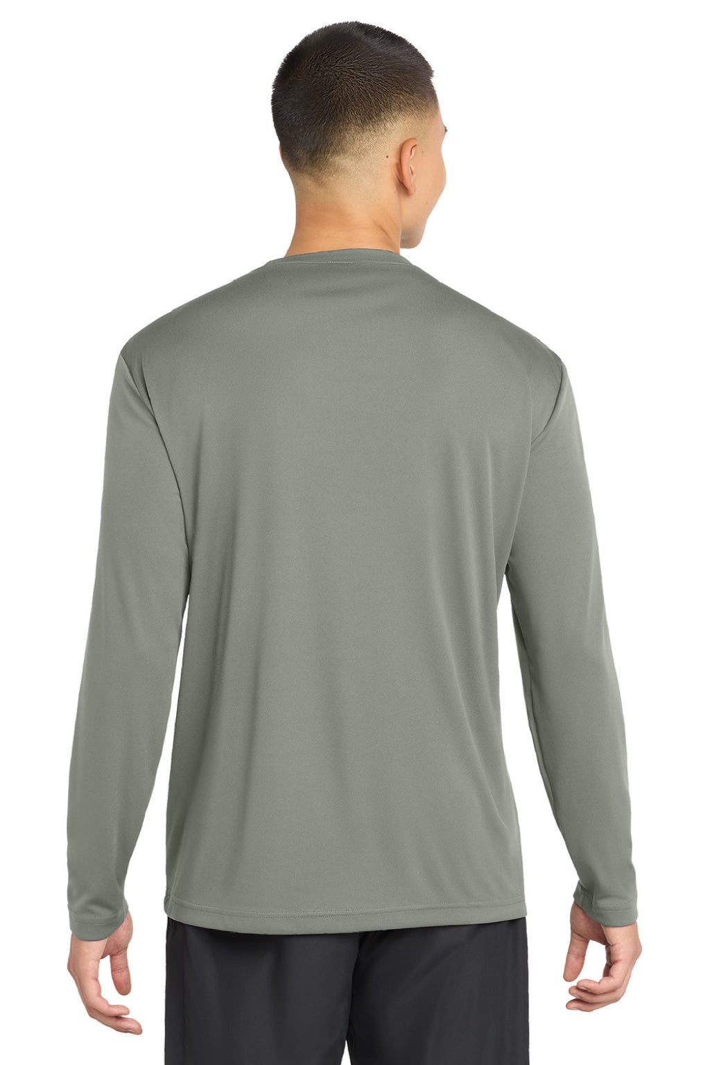 Mens Competitor Moisture Wicking Long Sleeve Crewneck T-Shirt - Concrete Grey - NEW