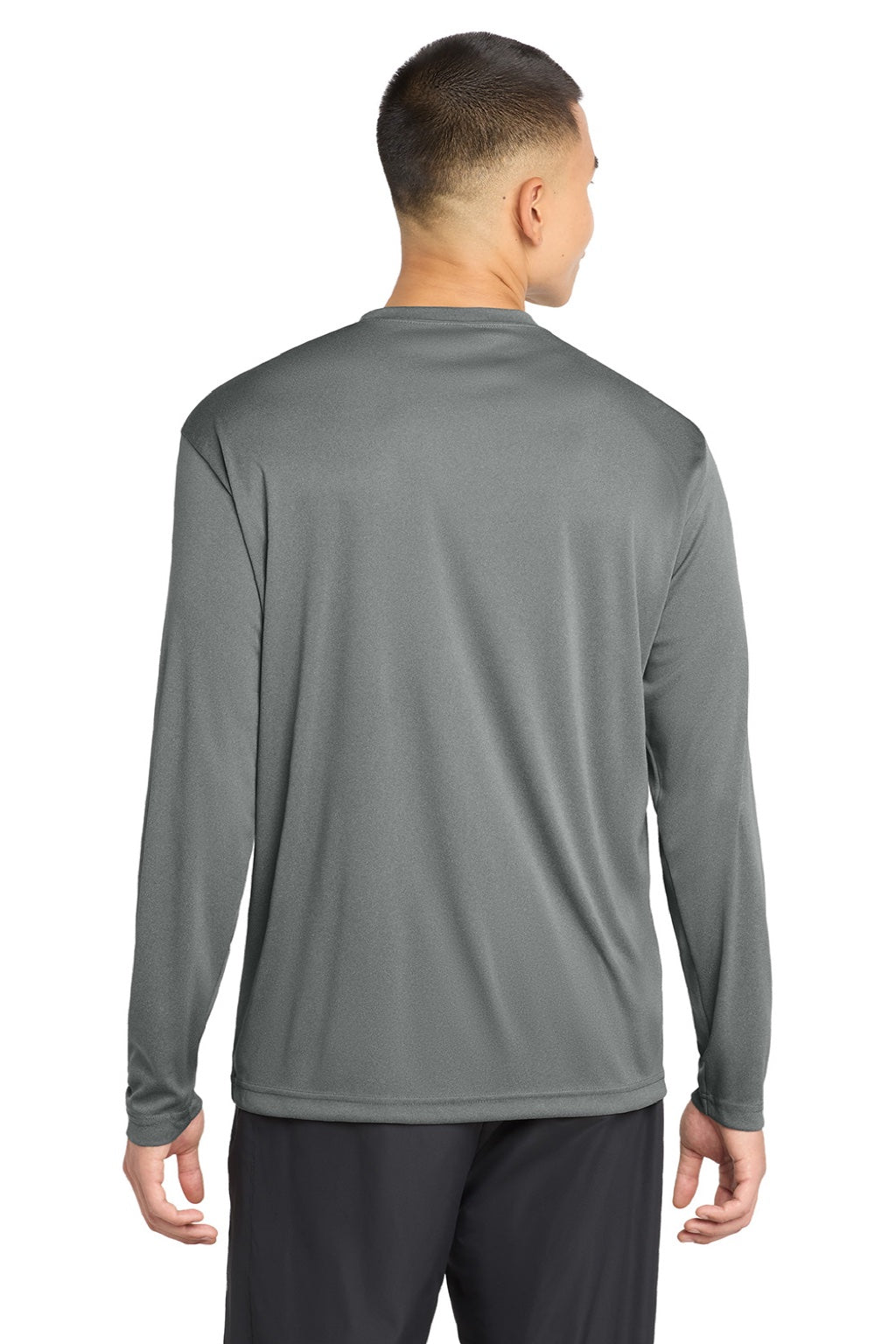Mens Competitor Moisture Wicking Long Sleeve Crewneck T-Shirt - Heather Iron Grey - NEW