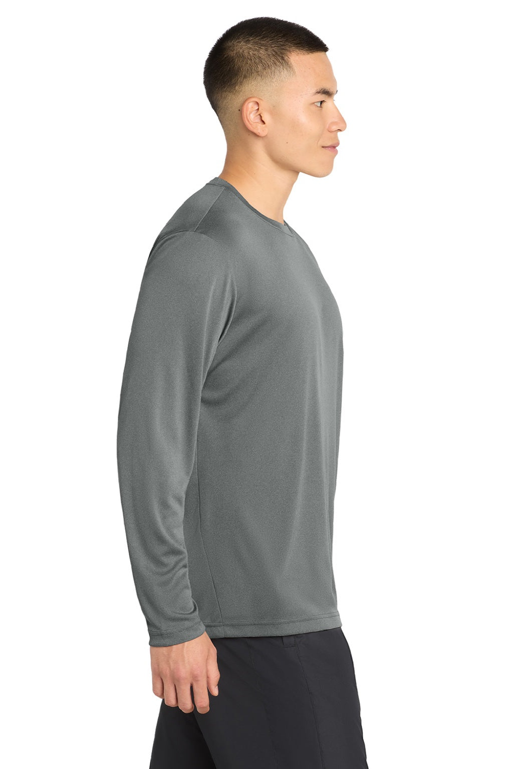 Mens Competitor Moisture Wicking Long Sleeve Crewneck T-Shirt - Heather Iron Grey - NEW