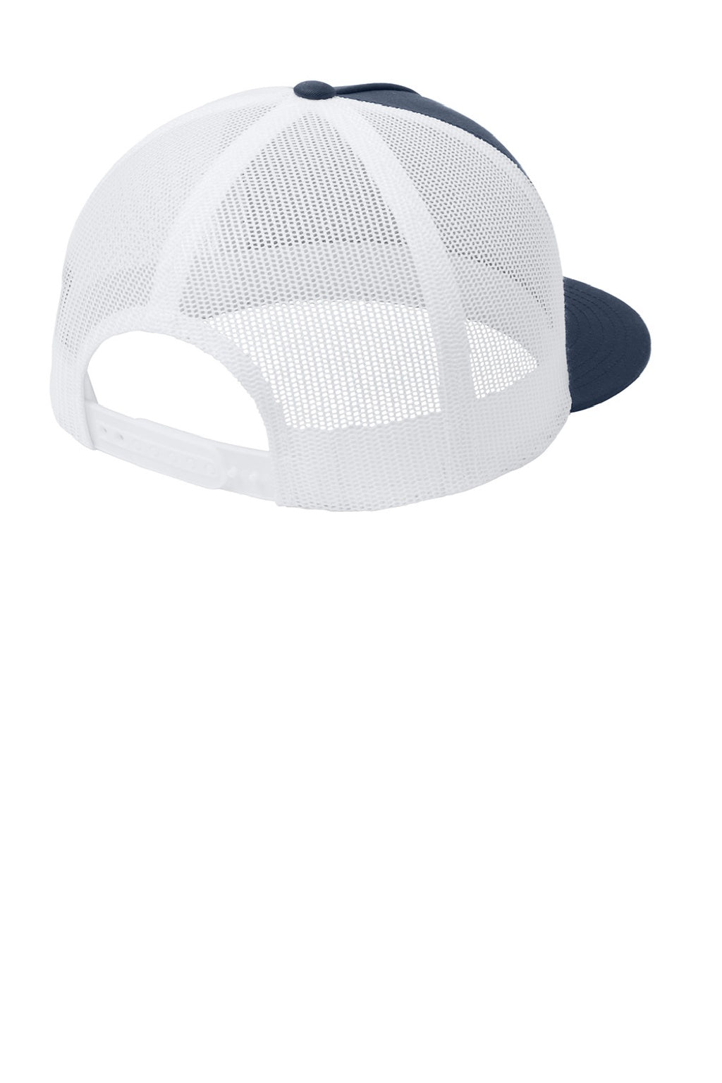 Hats Mens Adjustable Trucker Hat - White/Navy Blue - NEW