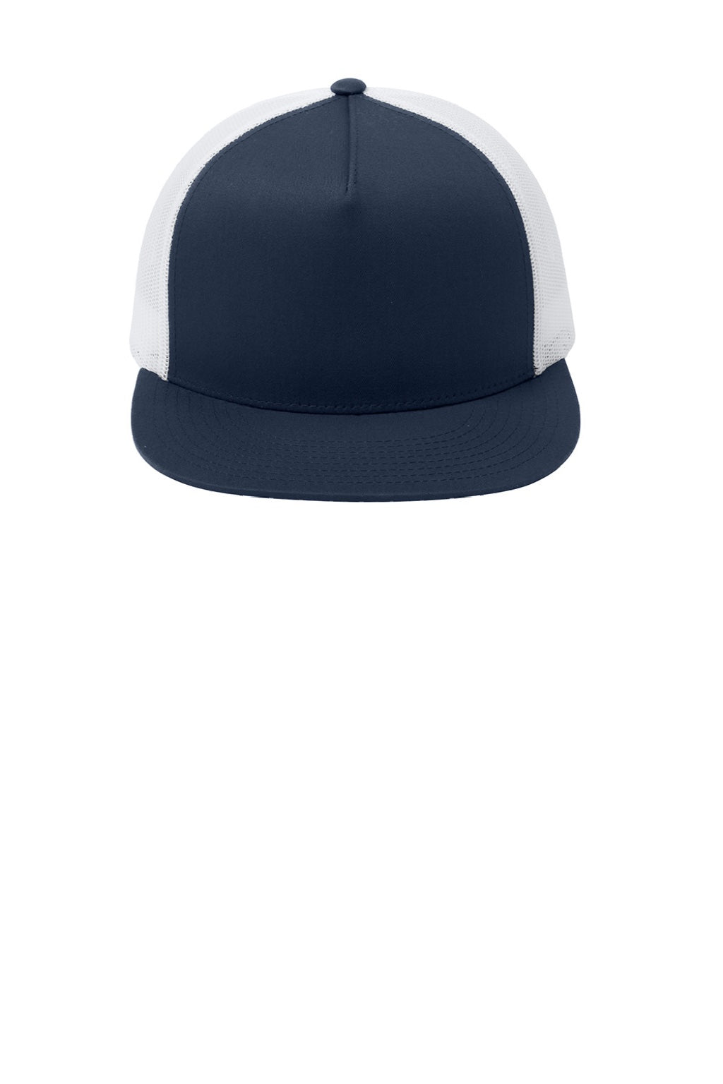 Hats Mens Adjustable Trucker Hat - White/Navy Blue - NEW