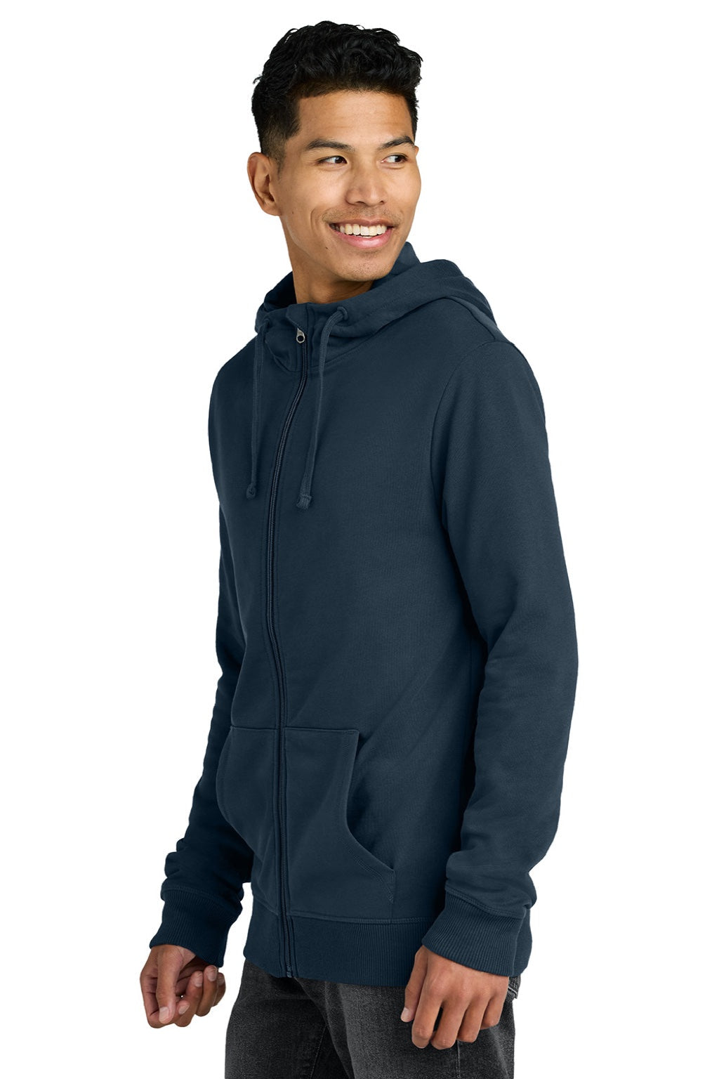 Mens Organic Cotton Fleece Full Zip Hooded Sweatshirt Hoodie - Dress Blue - COMING SOON