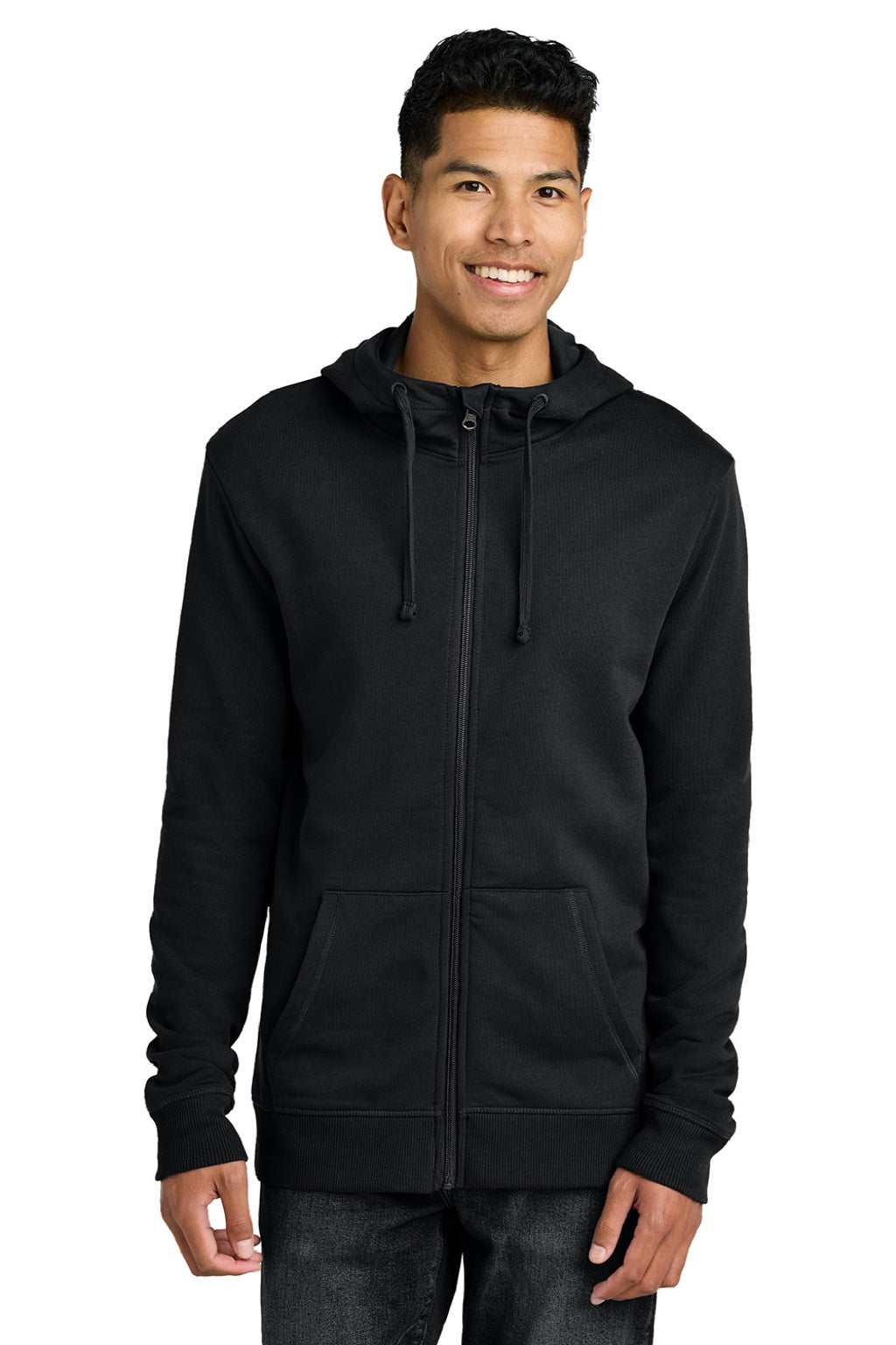 Mens Organic Cotton Fleece Full Zip Hooded Sweatshirt Hoodie - Meteorite Black - COMING SOON