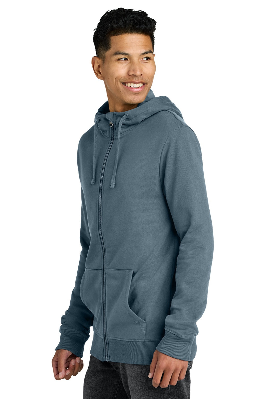 Mens Organic Cotton Fleece Full Zip Hooded Sweatshirt Hoodie - Vintage Blue - COMING SOON