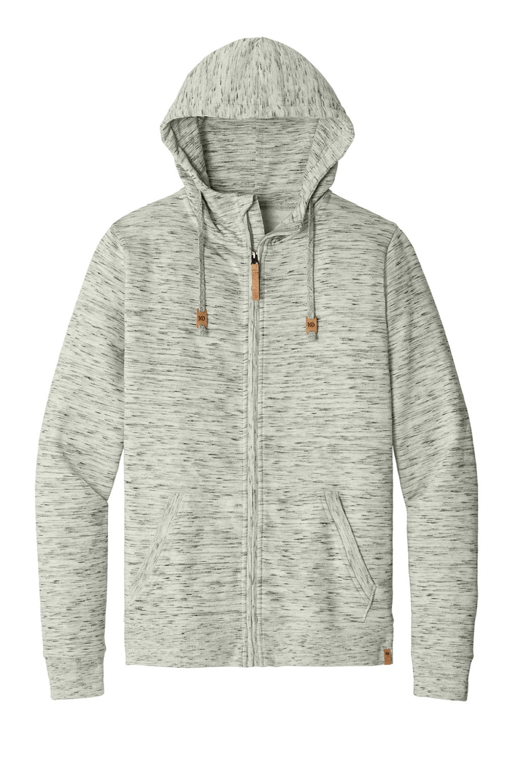 Mens Space Dye Fleece Full Zip Hooded Sweatshirt Hoodie - High Rise Grey Space Dye - COMING SOON