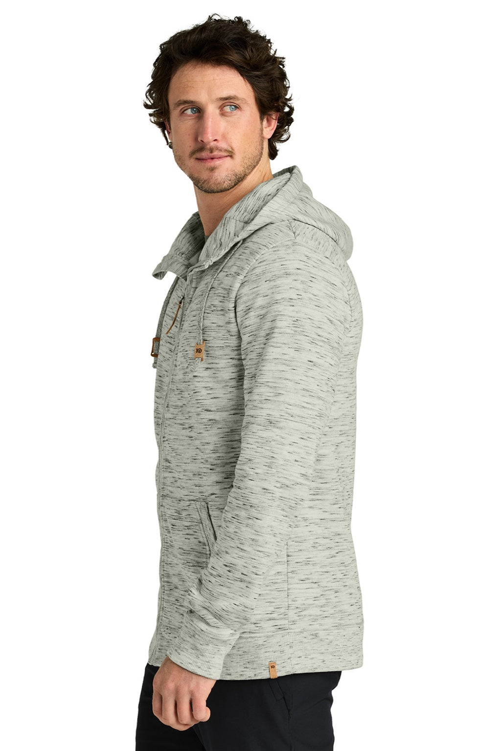 Mens Space Dye Fleece Full Zip Hooded Sweatshirt Hoodie - High Rise Grey Space Dye - COMING SOON