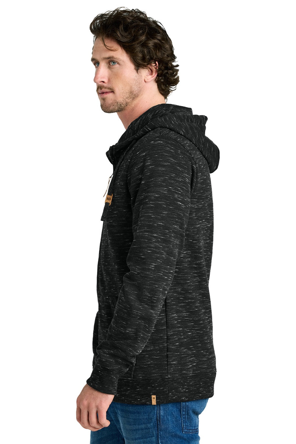 Mens Space Dye Fleece Full Zip Hooded Sweatshirt Hoodie - Meteorite Black Space Dye - COMING SOON