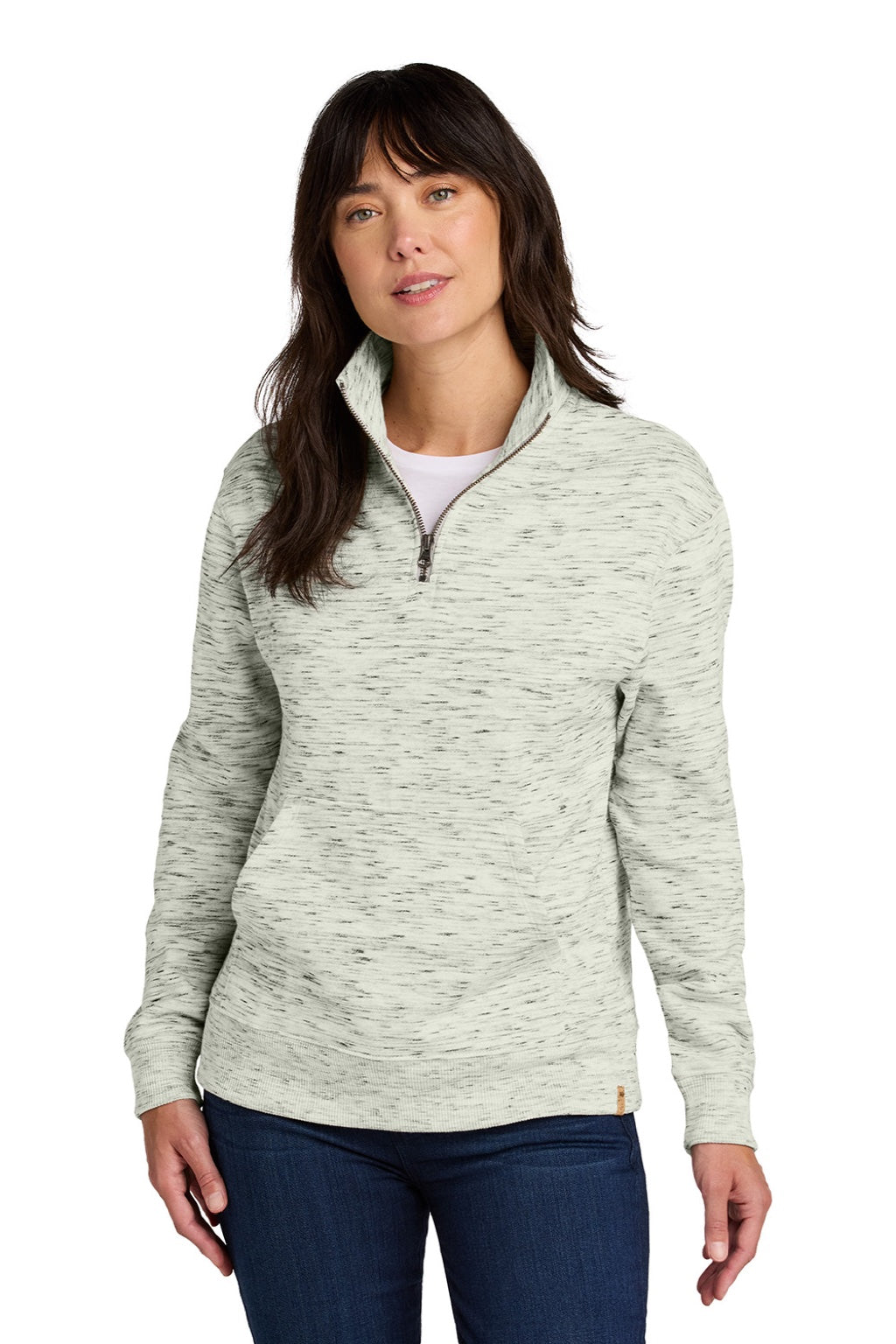 Womens Space Dye Fleece 1/4 Zip Sweatshirt - High Rise Grey Space Dye - COMING SOON
