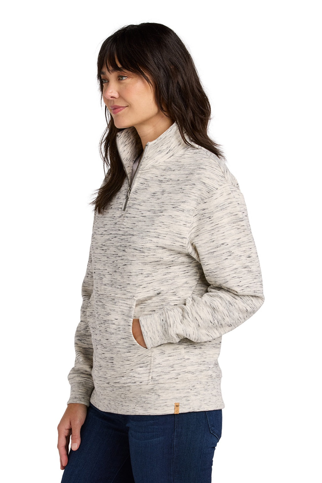 Womens Space Dye Fleece 1/4 Zip Sweatshirt - High Rise Grey Space Dye - COMING SOON