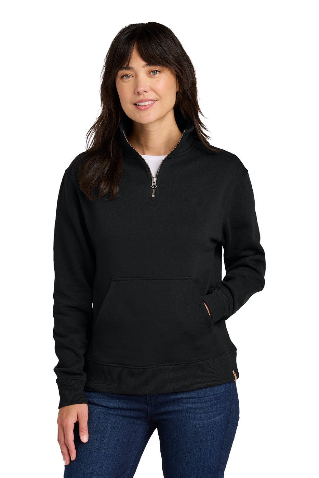 Womens Space Dye Fleece 1/4 Zip Sweatshirt - Meteorite Black - COMING SOON