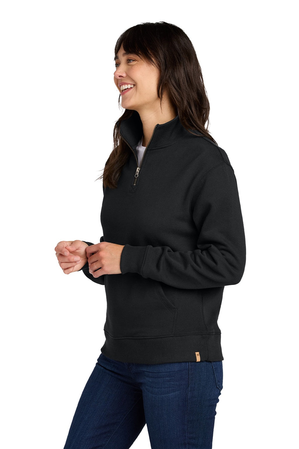 Womens Space Dye Fleece 1/4 Zip Sweatshirt - Meteorite Black - COMING SOON